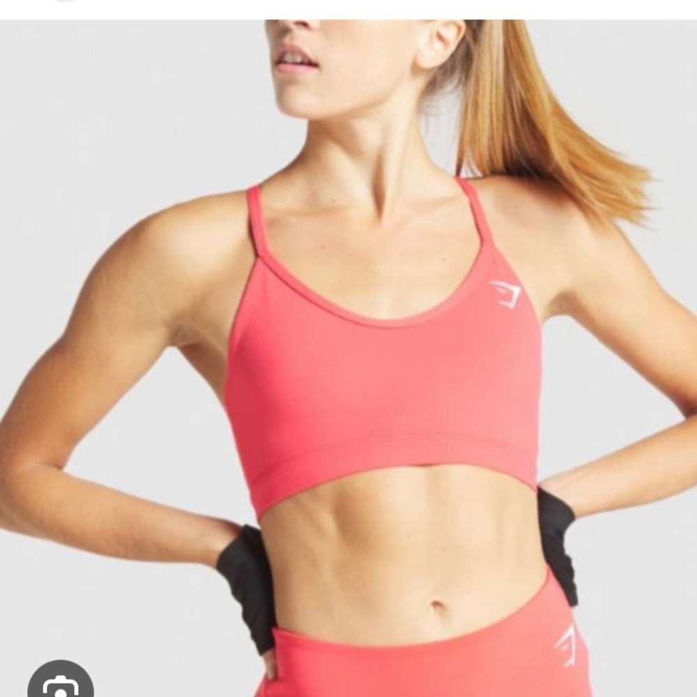 Gymshark V Neck Training Sports Bra in Raspberry Red